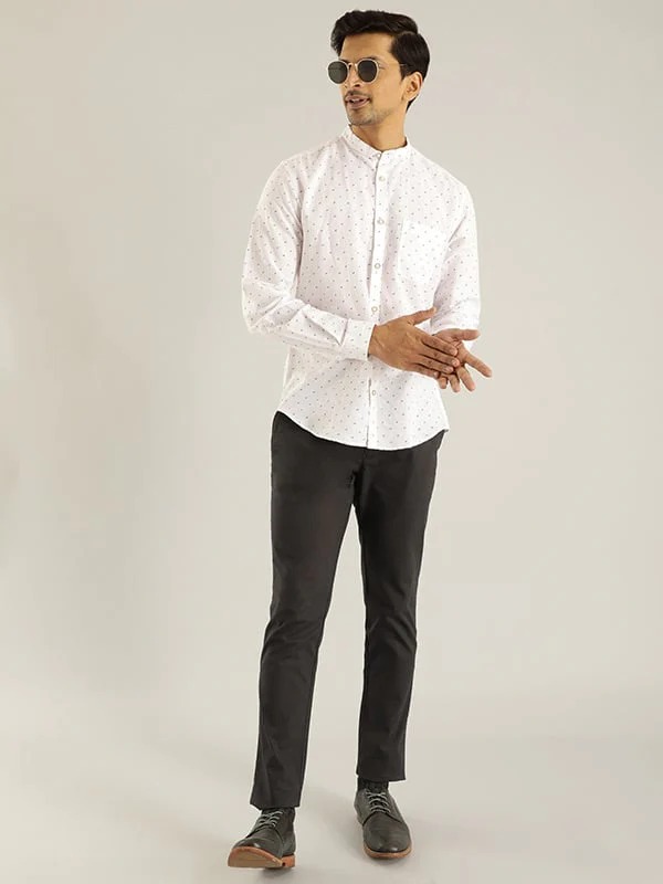 Indian Terrain Men All Over Print White Shirt